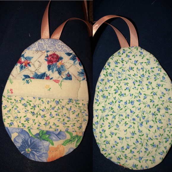 Handmade Quilted Easter Egg Ornaments 2 pc 5 in. - Picture 3 of 6